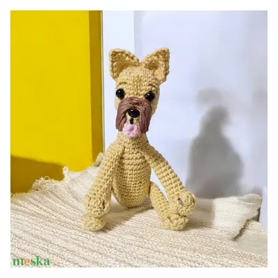 Amigurumi technikával horgolt Yorkshire terrier hasonmás kutya