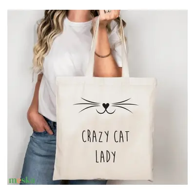 Crazy cat lady macskás vászontáska