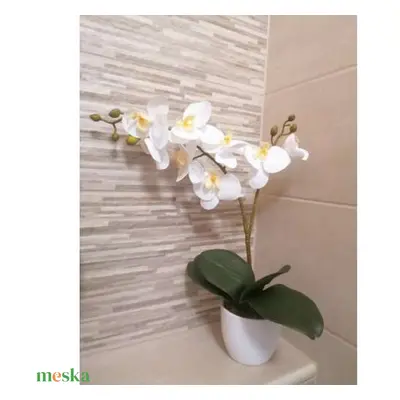 Orchidea Művirág 1 szálas kaspóban #fehér