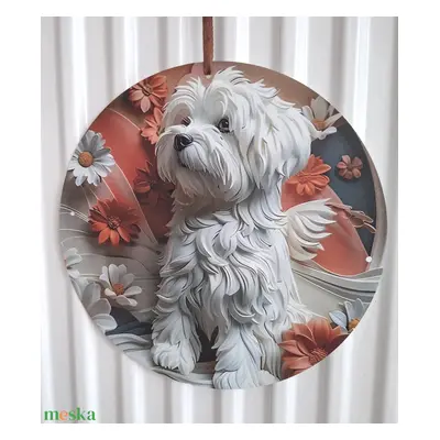 Bichon havanese kutyus kopogtató, ajtódísz, falikép 3D