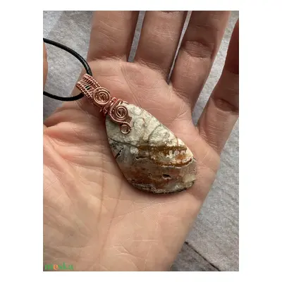 Crazy lace agate/achát réz medál