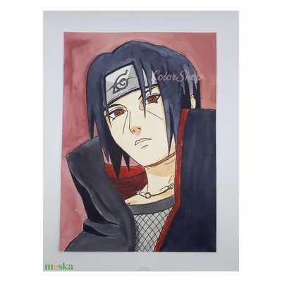 Itachi (Naruto) - eredeti akvarell (kerettel)