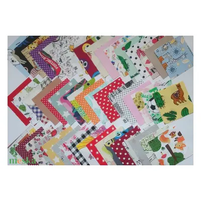 100 db Gyerek mintás patchwork 10x10 cm pamutvászon csomag GYC