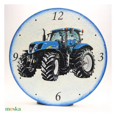 New Holland traktorral ( T8 ) díszített falióra - gazdászoknak minden alkalomra