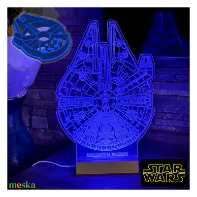 STAR WARS - Millenium Falcon 3D hangulatlámpa, ajándék sütikiszúróval!