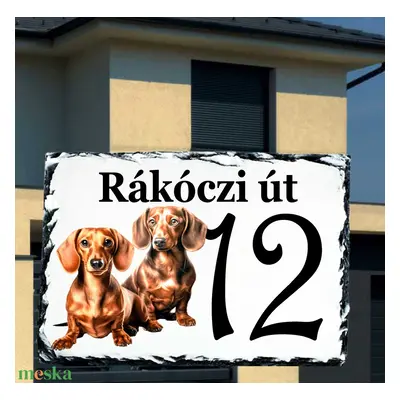 Házszám tábla vizsla mintával