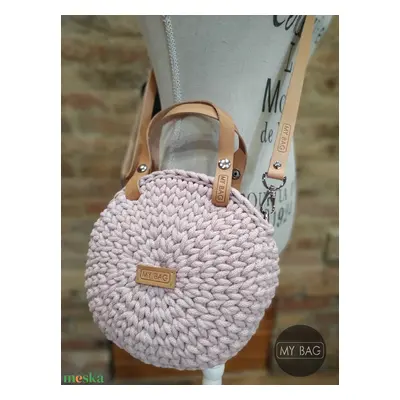 Horgolt női körtáska - MINI - Crossbody - PASTEL PINK