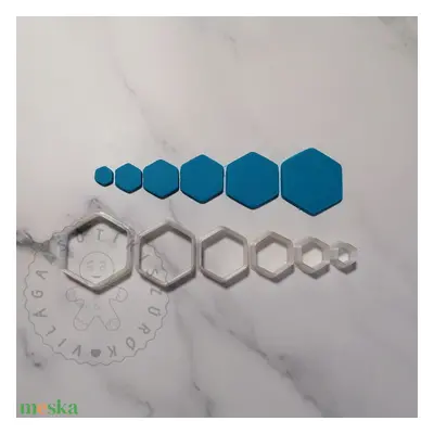 Lekerekített Hexagon alakú süthető gyurma kiszúrók - polymerclay, kiszúró, kellék