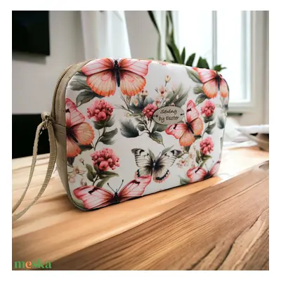 Pillangós női kistáska - Crossbody - Bézs