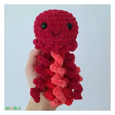 Horgolt amigurumi plüss bordó medúza