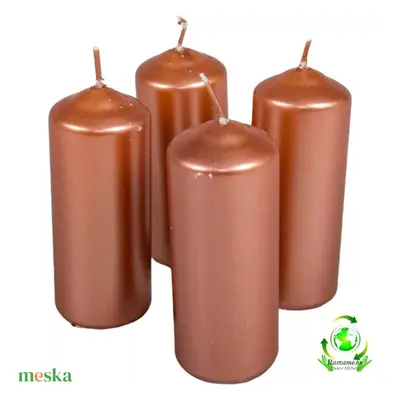 Metál henger gyertya szett 40x100mm - rosegold