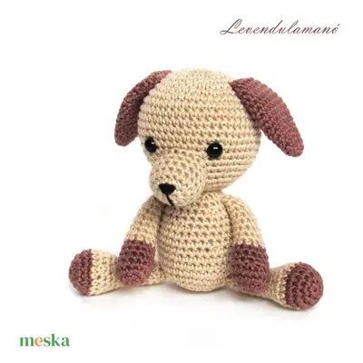 Horgolt kiskutya (bézs-napbarna) amigurumi