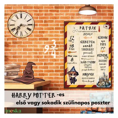 Harry Potter Szülinapi Kép - Poszter / egy éves lettem vagy sokadik szülinapra/ Fiúnak és Lányok