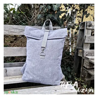 RE'A dizájn Cool Gray rolltop hátizsák – hosszú S méret