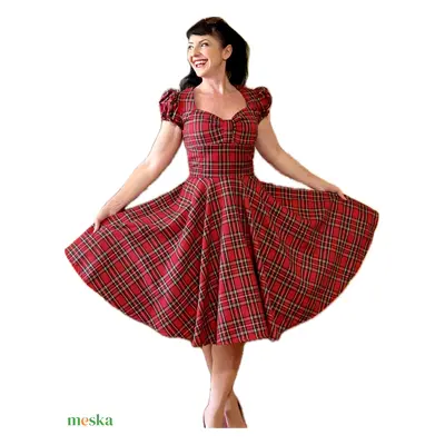 Pinup Rockabilly ruha, skotkockaskarácsonyi mintás