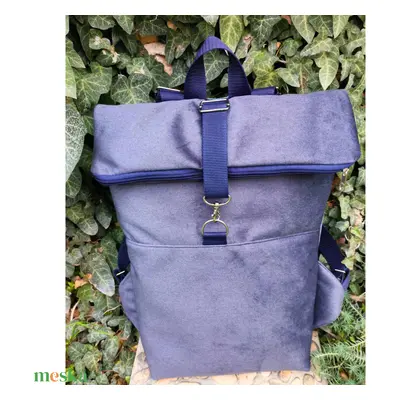 RE'A dizájn Blue Plush rolltop hátizsák – M méret