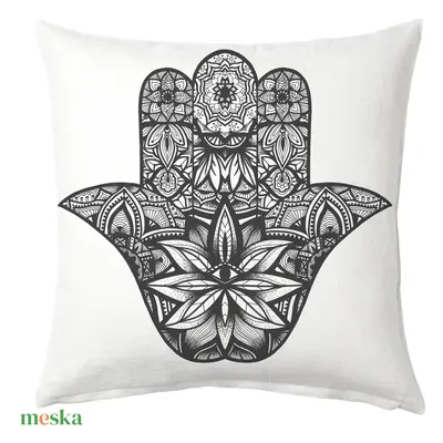 Fatima keze színezhető párna, Hamsa mandala mintás díszpárna, kifestős dekorpárna, huzat + belső