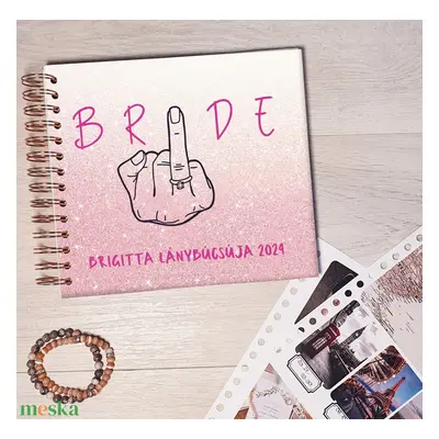 Lánybúcsús emlékkönyv, fotóalbum, napló, Scrapbook (Pink Bride) - névre szóló