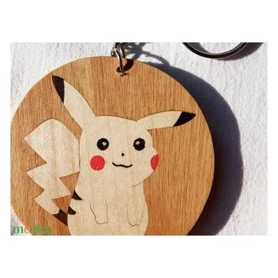 Pikachu pokemon fa kulcstartó/mágnes (Intarzia)