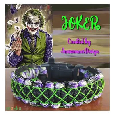 Taktikai Túlélő Paracord Karkötő 3 Funkciós Csattal COBRA X-STITCH JOKER (Csuklóméret: 20-21cm)