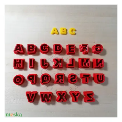 ABC nyomtatott betűk (26db) süthető gyurma kiszúrók - polymerclay, kiszúró, kellék