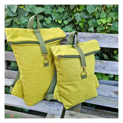 RE'A dizájn Yellow-green rolltop hátizsák – M méret