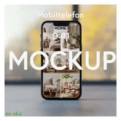 Mobiltelefon kijelző mockup – digitális fájl (4096 x 4096 px)