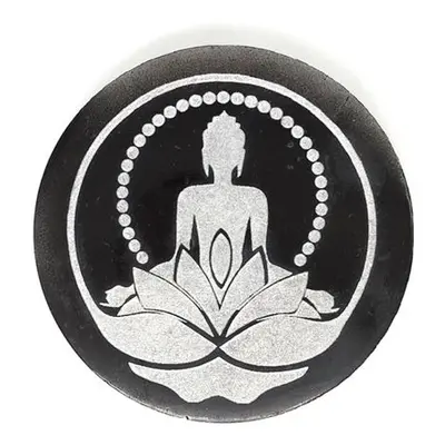 Szelenit korong Buddha fekete 7-8cm