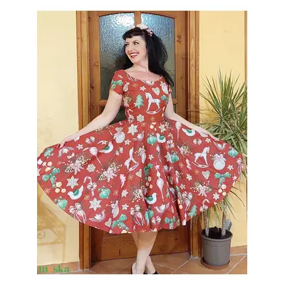 Pinup Rockabilly ruha, karácsonyi mintás