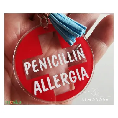 Penicillin allergia jelölő - kulcstartó