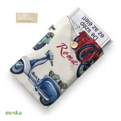 RÓMAI VAKÁCIÓ - Vespa motor mintás KÖNYVTOK gombos zárral - Artiroka design