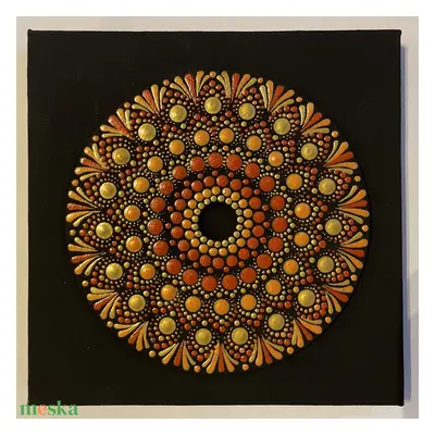 Fekete-narancsszín cd-s pontozott mandala