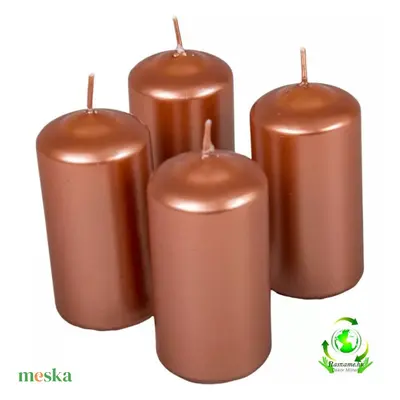 Metál henger gyertya szett 50x100mm - rosegold