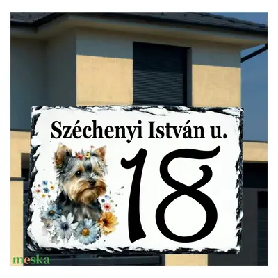 Házszám tábla yorkie 2 mintával