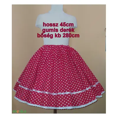 Gyermek néptánc szoknya 45 cm piros, bordó