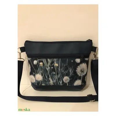 Crossbody csodaszép pitypang mintás kék textilbőr