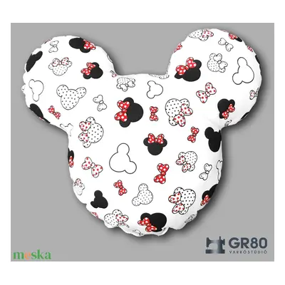 Disney Minnie-Mickey egér párna, 100% pamut. PIROS