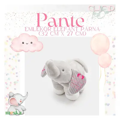 Pante - emlékőr elefánt párna (32 cm x 27 cm)