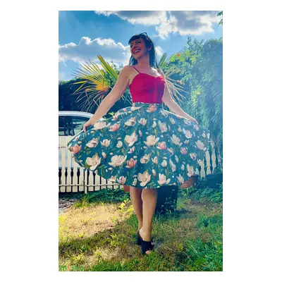 Pinup Rockabilly szoknya Magnolia mintás