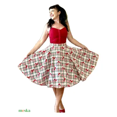 Pinup Rockabilly szoknya Mikulasvirag Vintage retro karácsonyi mintás