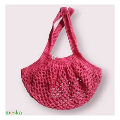 Horgolt mesh bevásárlótáska (cekker) - Hot pink