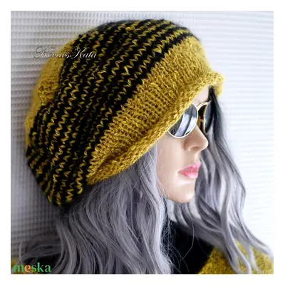 BEANIE LUX / ASTER - trendi kézzel kötött gyapjú + kidmohair-silk sapka