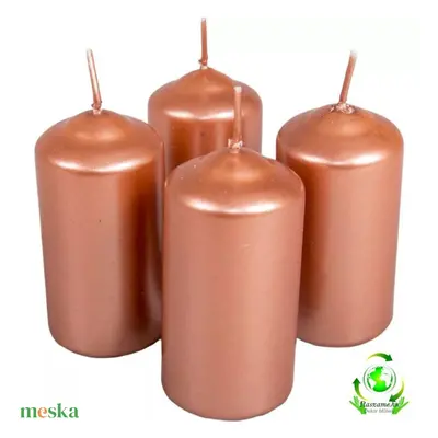 Metál henger gyertya szett 40x80mm - rosegold