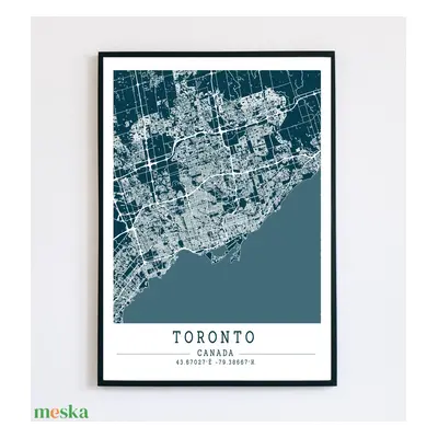 Minimalista Toronto (Kanada) színes dekorációs térkép