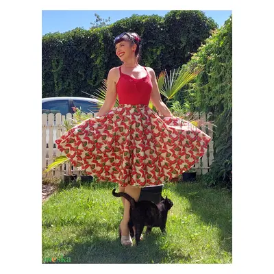 Pinup Rockabilly szoknya dinnye mintás