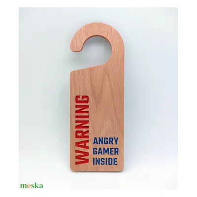 Ajtókilincs tábla "Warning - Angry Gamer Inside" felirattal