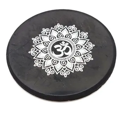 Shungit korong om mandala ezüst matricás 50mm