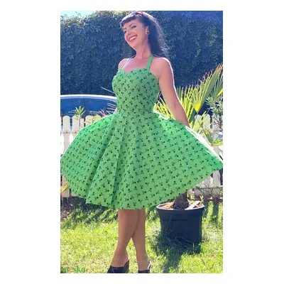 Pinup Rockabilly ruha Koponyás Zöld Halloween