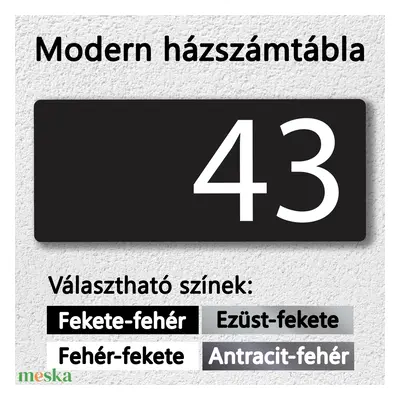 Modern minimalista házszámtábla, elegáns gravírozott házszám