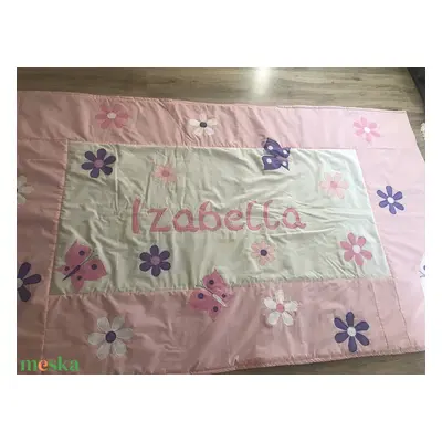 Patchwork takaró, falvédő lila-rózsaszín-fehér